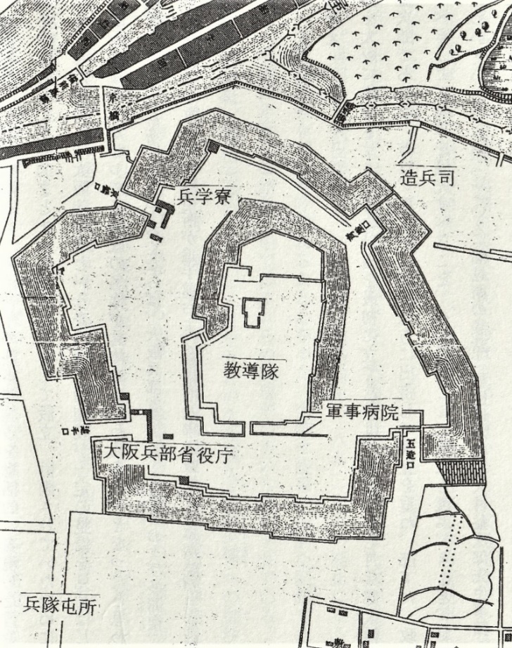 ＊図1　大坂陸軍所施設の配置